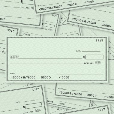 Blank Check Pile Background with Open Space for Your Text clipart