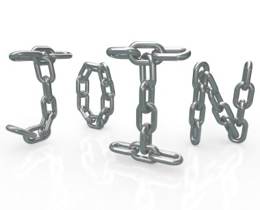 Join Word in Chain Links Joining Group Locked In clipart