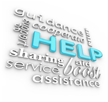 Help Words 3D Background Supportive Terms of Service clipart