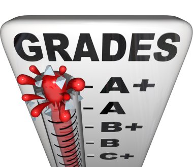 Grades on Thermometer Rising Past A plus Perfect Score clipart