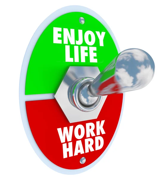 Disfrutar de la vida vs. trabajo Interruptor de palanca de equilibrio duro —  Fotos de Stock