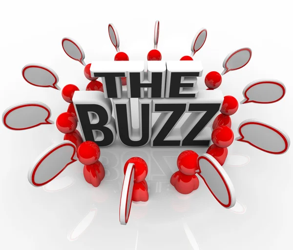 Buzz prata i speech bubbles senaste nyheter — Stockfoto