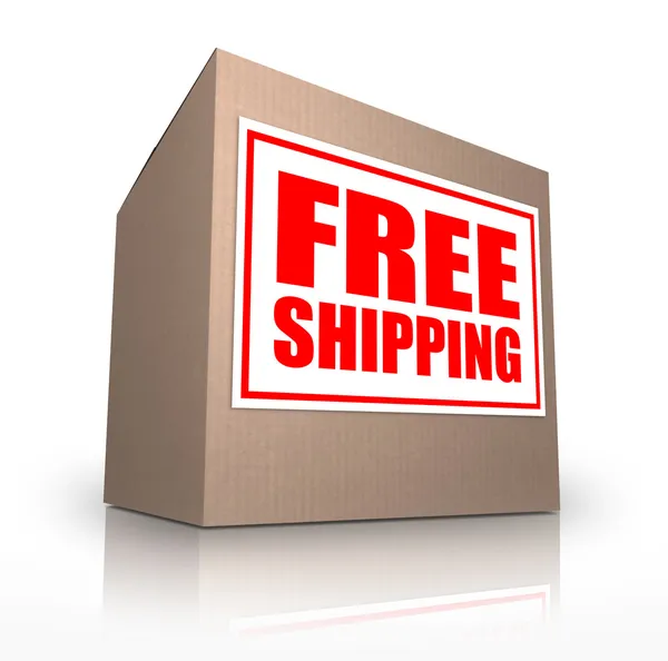 Ücretsiz kargo karton kutu, hiçbir ücret ödemeden sipariş gemi — Stok fotoğraf