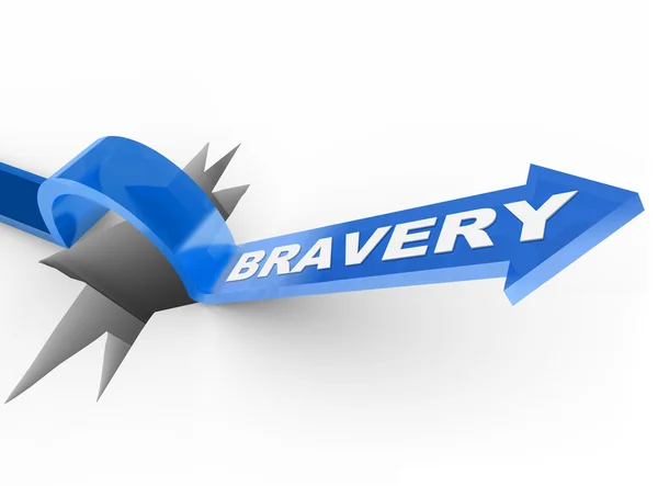 Bravery Arrow Jumping Over Hole Courage Helps Survive — Stock Photo, Image