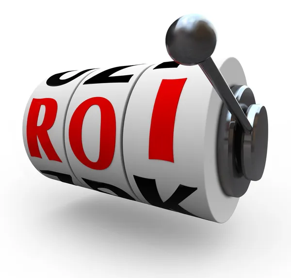 ROI rendement op investeringen slotmachine wielen — Stockfoto