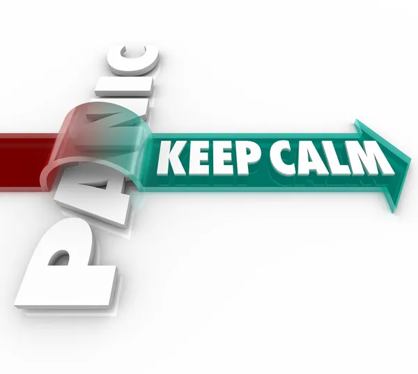 Keep Calm Arrow Over Word Panic Stress Pressure — Stock Photo, Image
