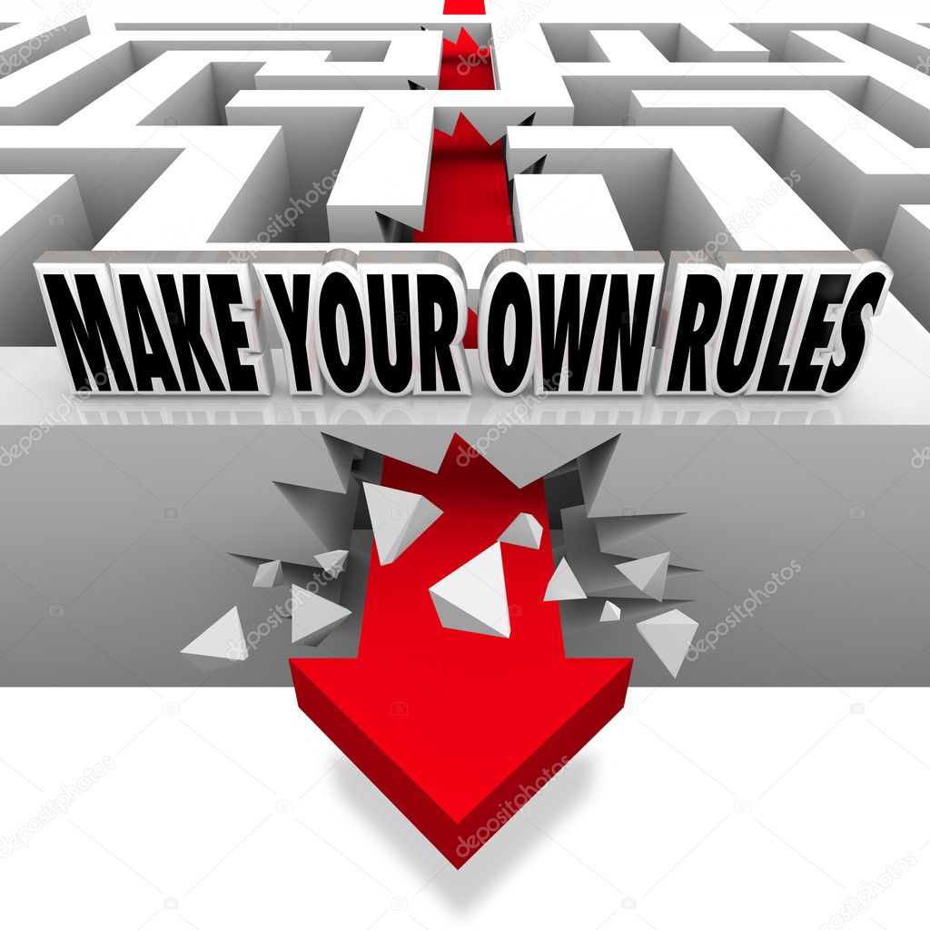 Make Your Own Rules Arrow Breaks Free of Maze — Stock Photo © iqoncept ...