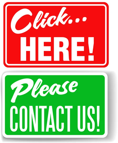 Please contact us click here store signs — Stock Vector