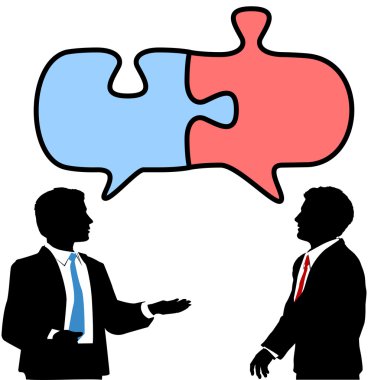 Business connect collaborate puzzle talk clipart