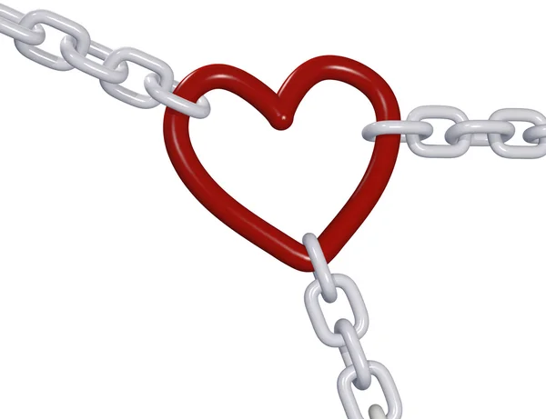 Valentine 3D coração três elos da cadeia do amor puxar — Fotografia de Stock