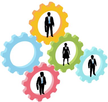 Business team in technology gears clipart