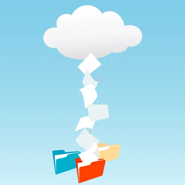 Dane z cloud computing w pliku folderów — Wektor stockowy