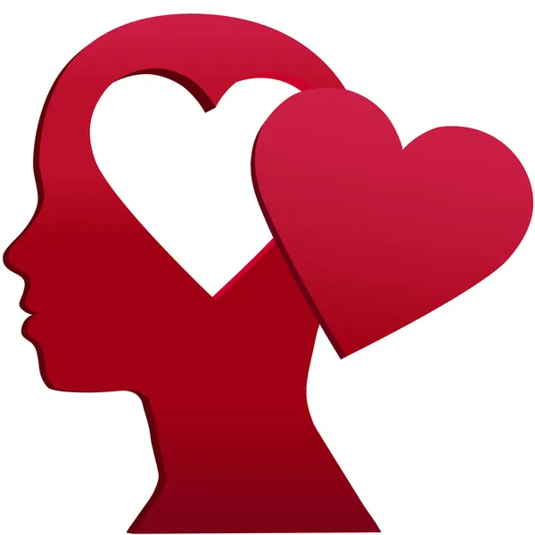 Valentin lány szíve fej szeretet elme tér — Stock Vector