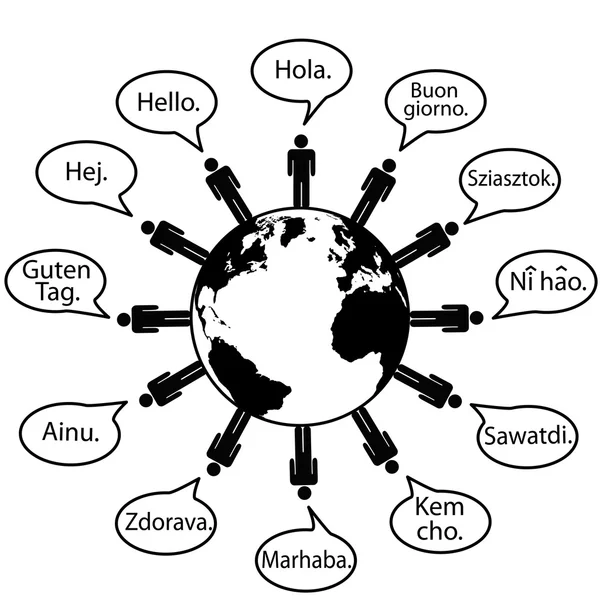Earth Translate Idiomas dicen Hola — Archivo Imágenes Vectoriales