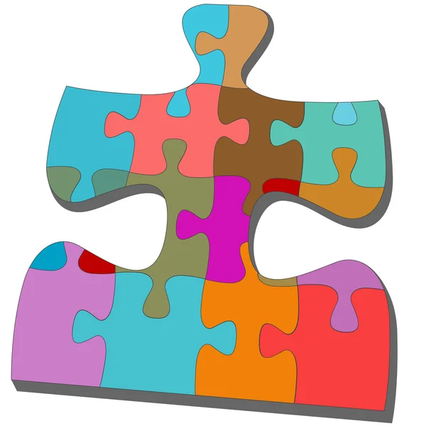 Jigsaw pieces within one colorful puzzling puzzle — Stock Vector