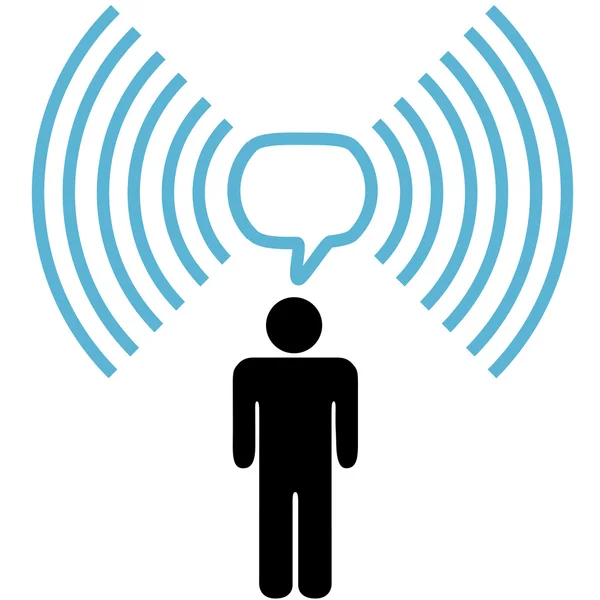 Kablosuz ağ üzerinde WiFi sembolü adam görüşmeler — Stok Vektör