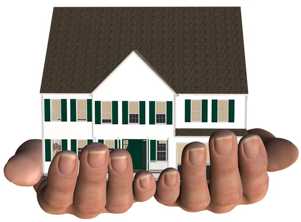 Hus i hænder Home Ejendomsmægler tilbud - Stock-foto