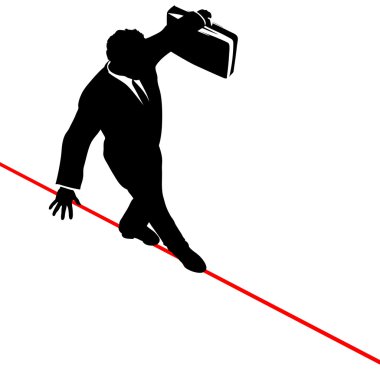 Business Man Balance Risk Tightrope High Wire from Above clipart