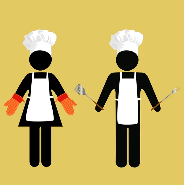 Symbool chef-koks Cook uit & Barbecue — Stockvector