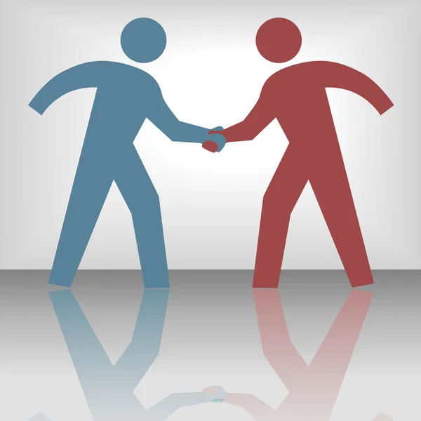 Zwei-Siegel-Abkommen zur Zusammenarbeit per Handschlag — Stockvektor