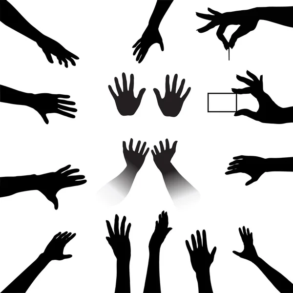 Set Silhouettes mains — Image vectorielle
