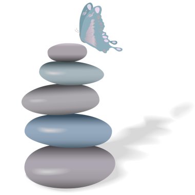 Spa butterfly on stack of smooth stones clipart