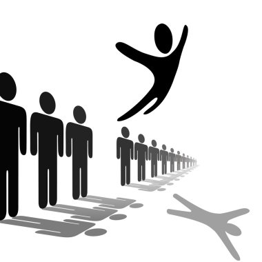 Symbol Person Leaps Out of Line Soars Above clipart