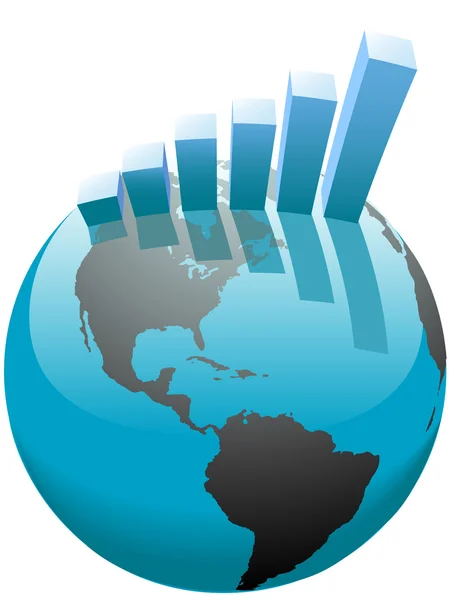 在世界上的全球业务增长条形图 — 图库矢量图片