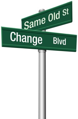 Decision Choose Same Old Street or Change clipart