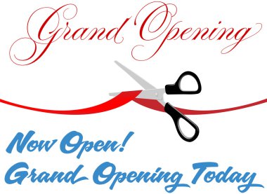 Scissors cut grand opening today ribbon clipart