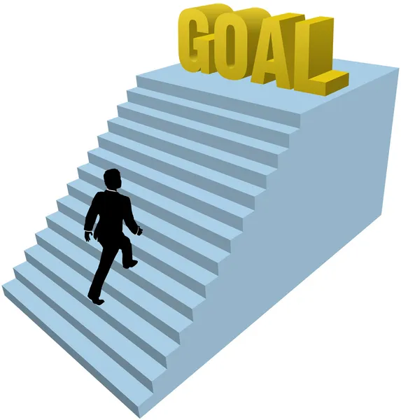 Business person klättrar steg uppnå mål — Stock vektor