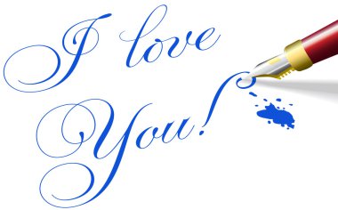 I love You romantic Valentine pen words clipart