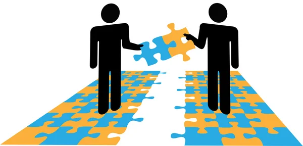 Sorun çözüm işbirliği puzzle — Stok Vektör