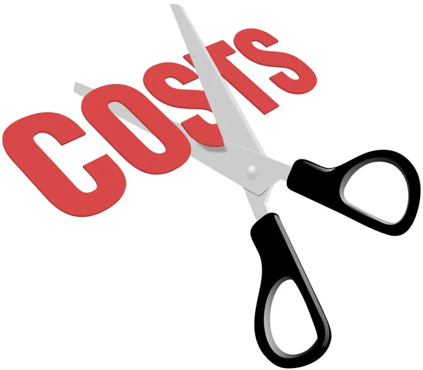 Ciseaux réduire les coûts des dépenses d'entreprise — Image vectorielle