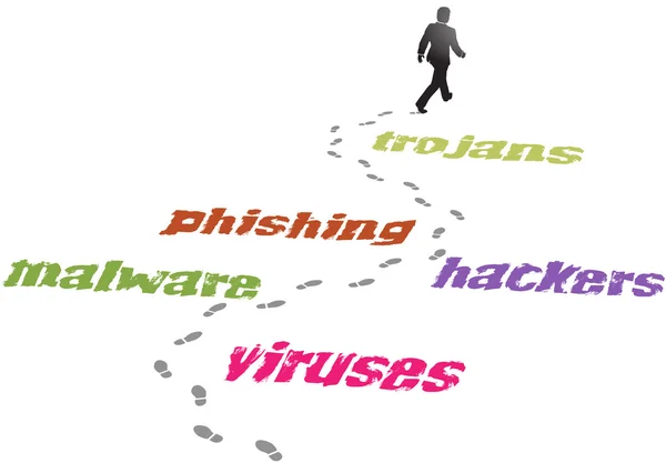 Güvenlik iş adamı virüs malware tehdit — Stok Vektör