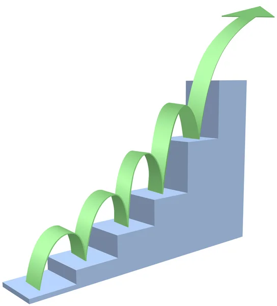 Seta salta para cima gráfico de negócios — Vetor de Stock