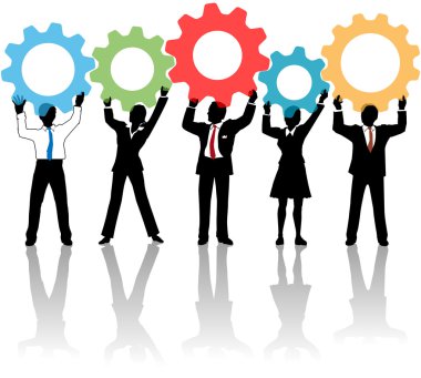 team up technology solution gears clipart