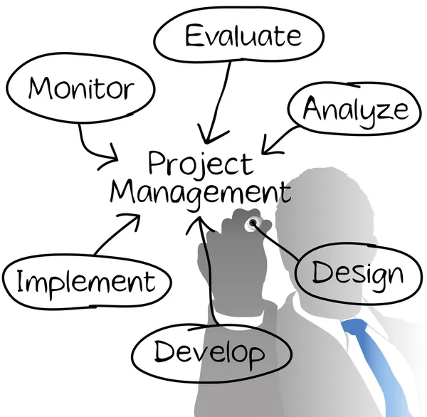 プロジェクト管理マネージャー描画図 — ストックベクタ