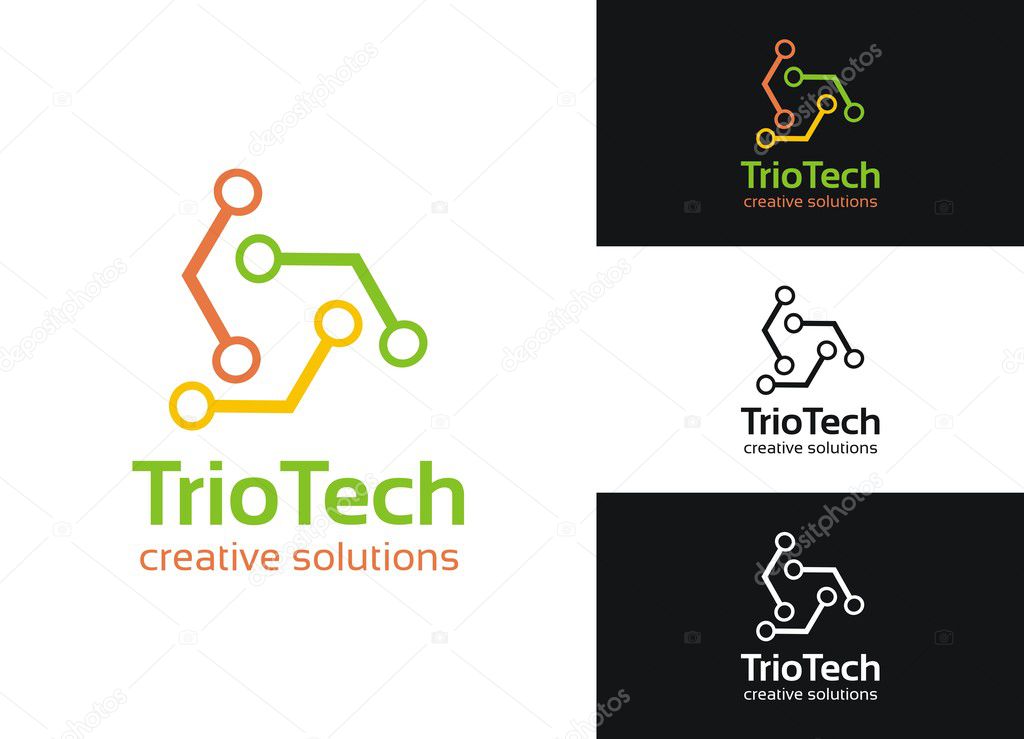 Trio Tech - Business Logo Template. Abstract Vector Logotype for Your business projects. Perfect for websites, business cards, and others!