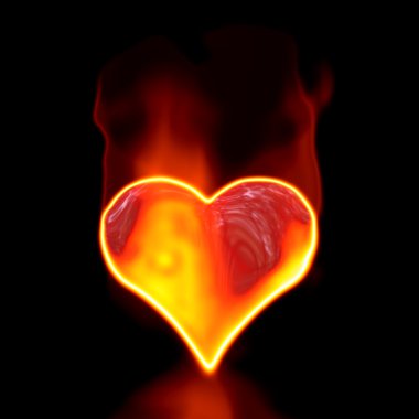 yangında aşk sembolü.