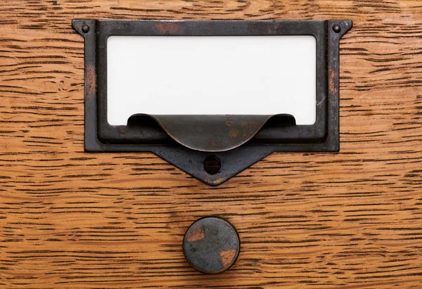 Eski çekmecesi çekme içinde boş etiket — Stok fotoğraf