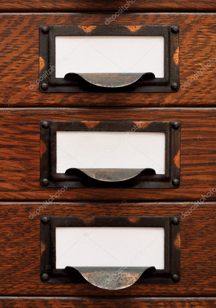 Old File Drawers With Blank Labels