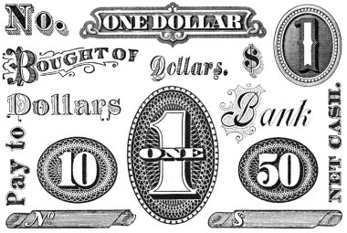 Set of Vintage Financial Grpahic Elements clipart