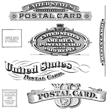 Vintage Amerika Birleşik Devletleri posta kartı elemanları