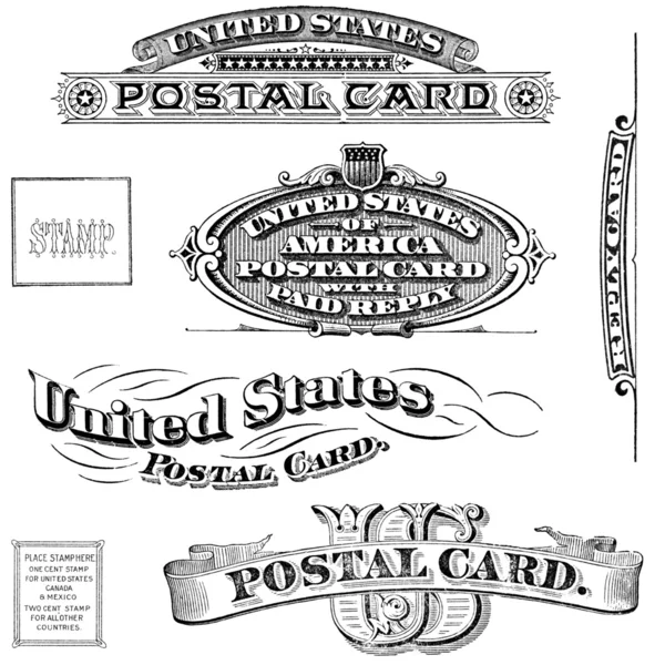 Vintage Stati Uniti Post Card Elementi — Foto Stock