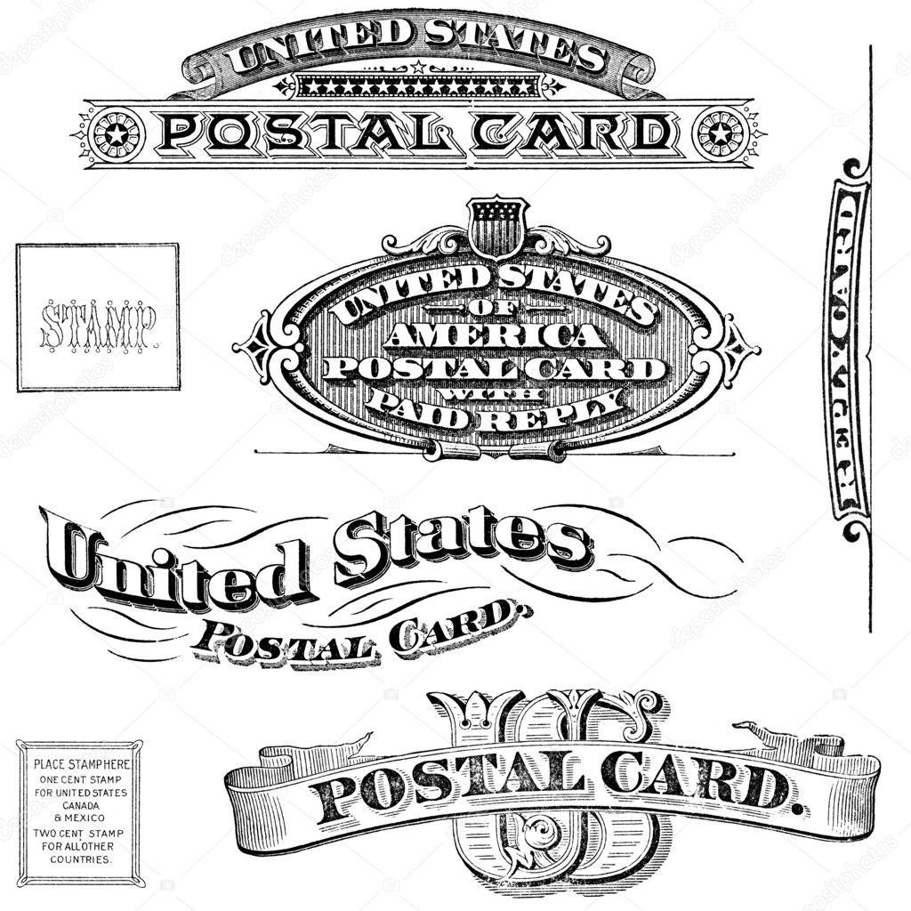 Vintage United States Post Card Elements