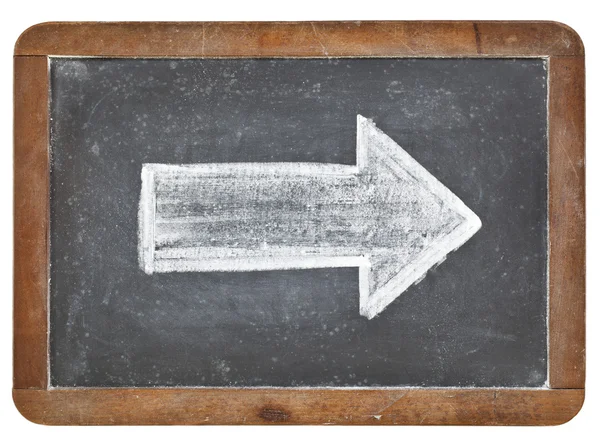 White arrow on blackboard — Stock Photo, Image