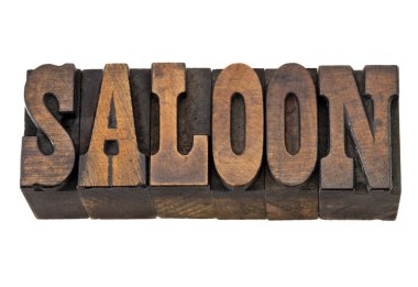 Saloon word in letterpress wood type clipart