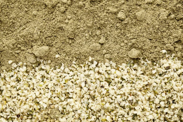 Hemp seeds and protein powder — Stock Photo, Image