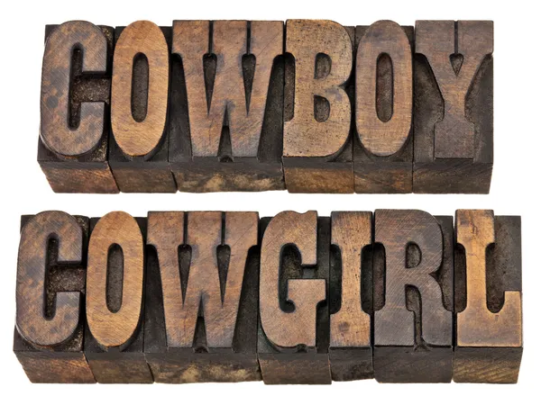 Cowboy és cowgirl elszigetelt szavak — Stock Fotó